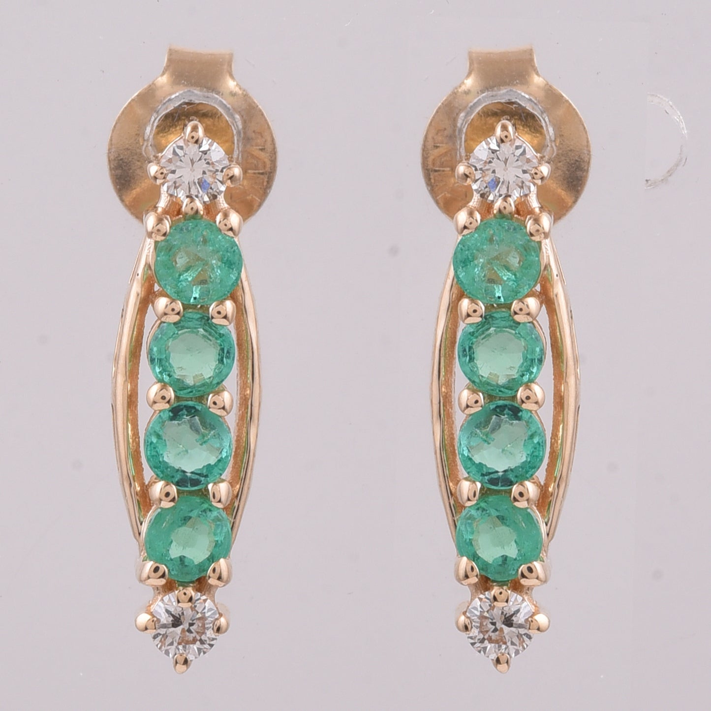 0.51 Ct Round Natural Emerald 14K Gold Earrings