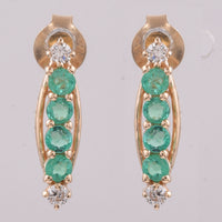 0.51 Ct Round Natural Emerald 14K Gold Earrings
