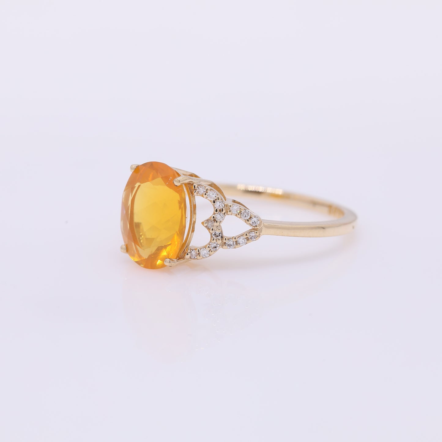 1.77 Ct Oval Mixed Cut Natural Fire Opal 14K Gold Ring