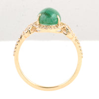 2.50 Ct Oval Cabochon Natural Beryl Emerald 14K Gold Ring