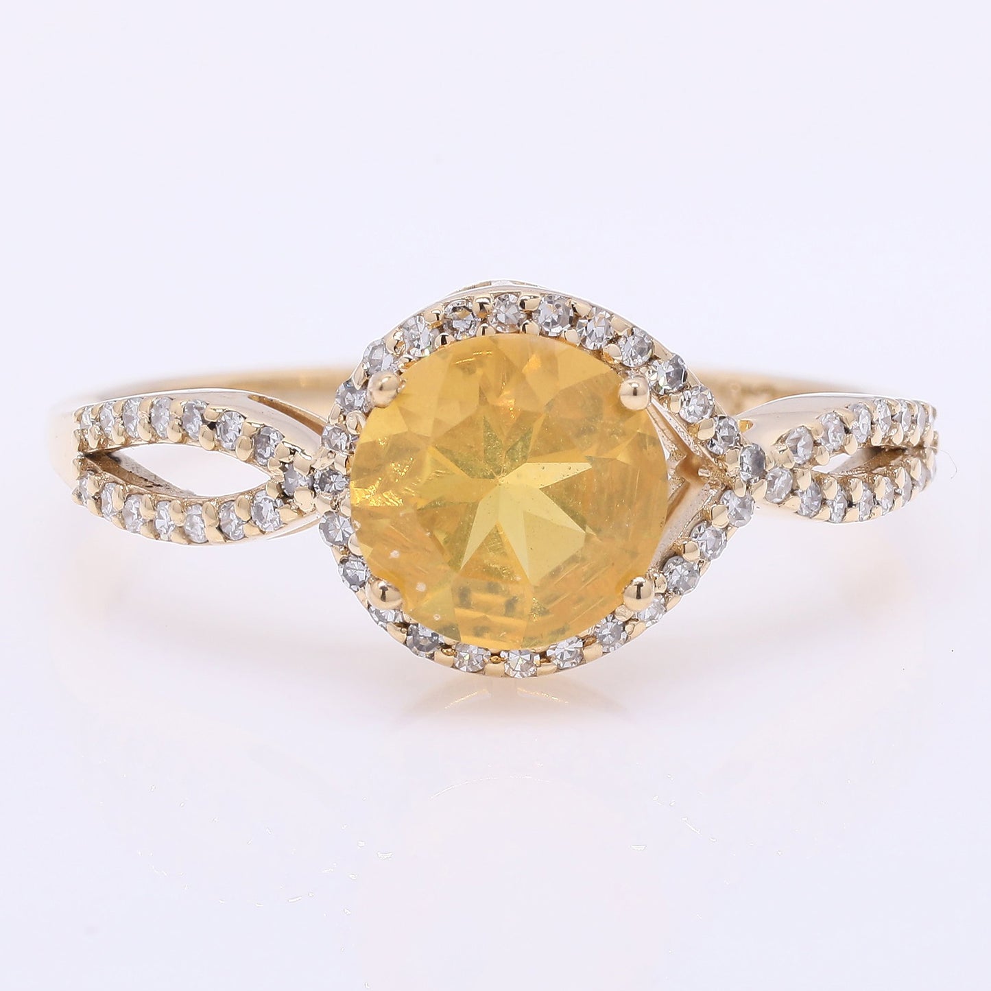 1.07 Ct Round Mixed Cut Natural Fire Opal 14K Gold Ring