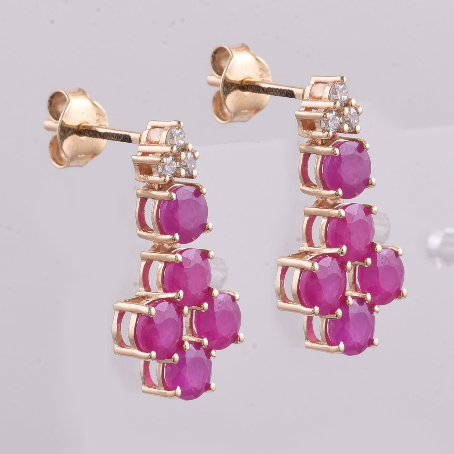 3.29 Ct Round Natural Ruby 14K Gold Earrings