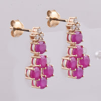 3.29 Ct Round Natural Ruby 14K Gold Earrings