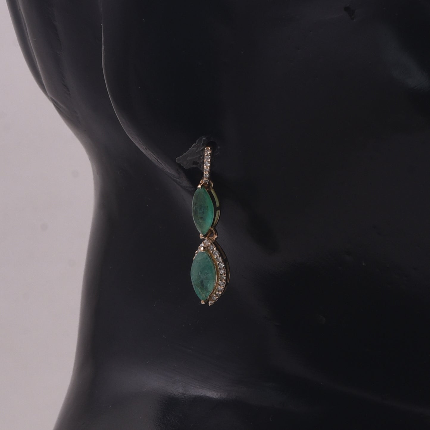 2.03 Ct Marquise Mixed Cut Natural Emerald 14K Gold Earrings