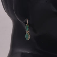 2.03 Ct Marquise Mixed Cut Natural Emerald 14K Gold Earrings