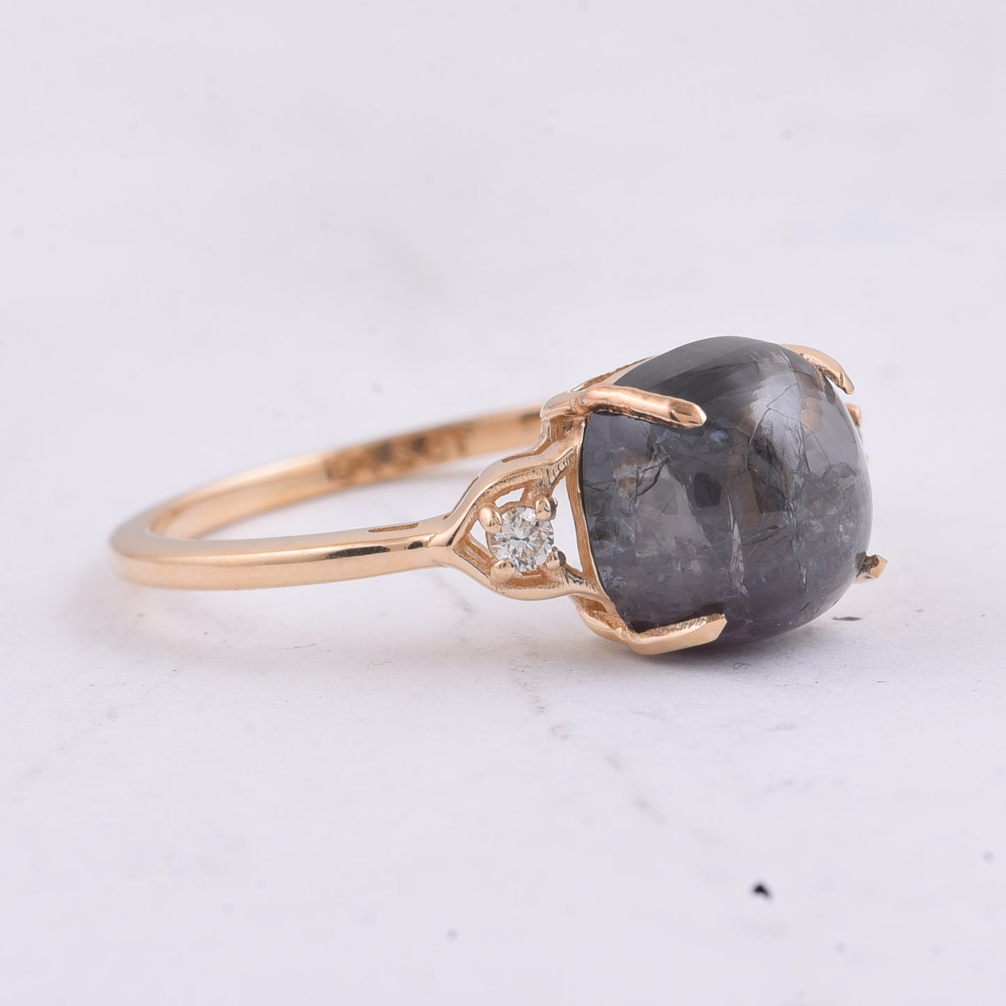 3.69 Ct Cushion Cabochon Cut Natural Spinel 14K Gold Ring