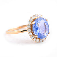 4.31 Ct Oval Blue Sapphire 18K Gold Ring