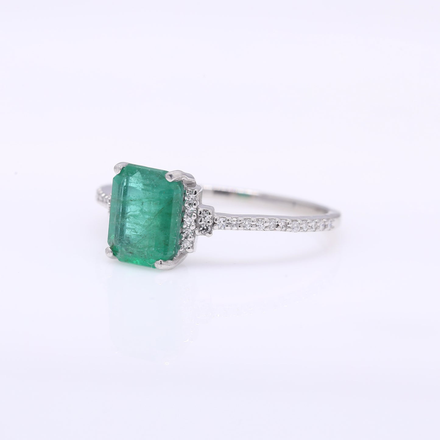 1.58 Ct Octagon Step Cut Natural Emerald 950 Platinum Ring