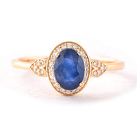 1.46 Ct Oval Mixed Cut Natural Sapphire 14K Gold Ring