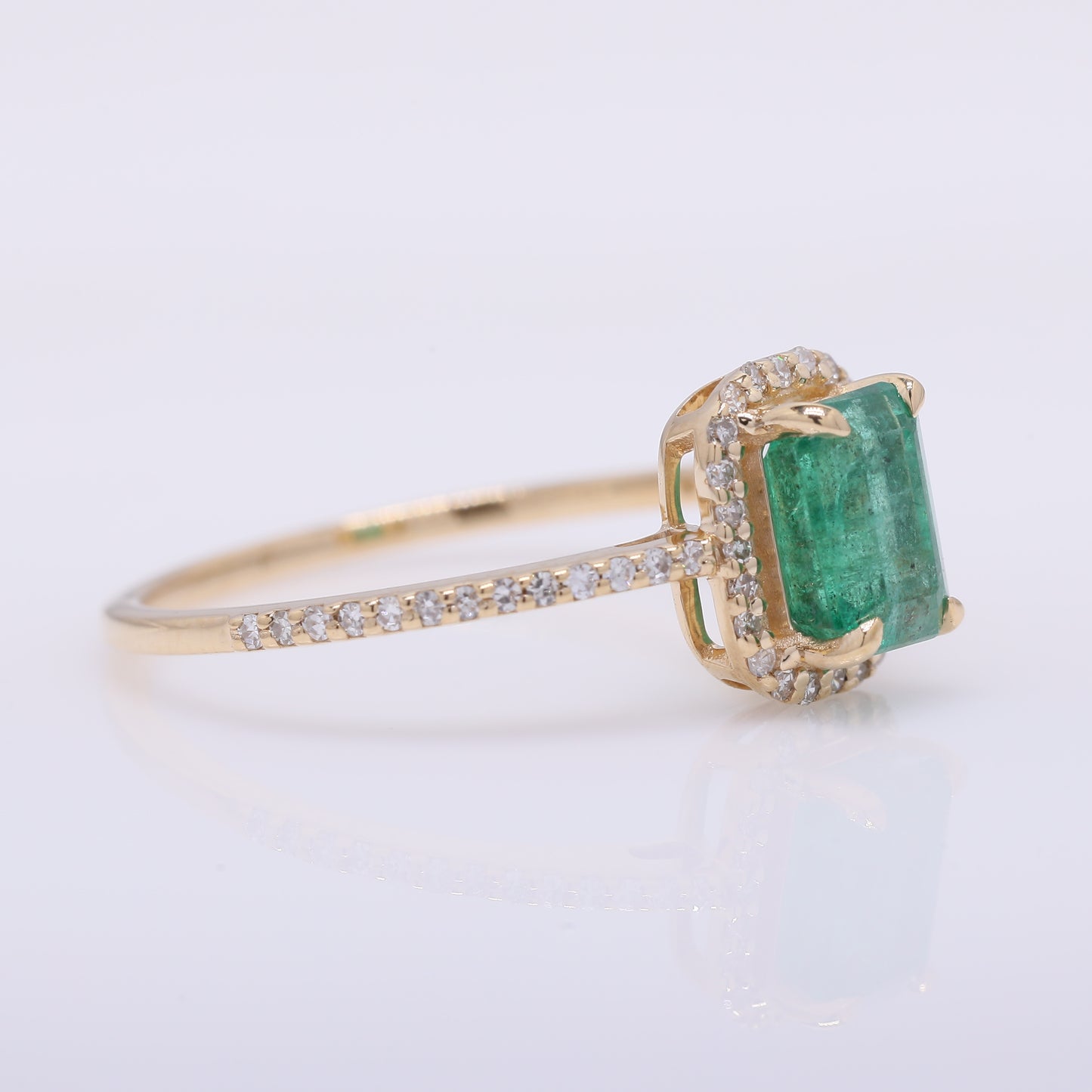 1.15 Ct Octagon Step Cut Natural Emerald 14K Gold Ring