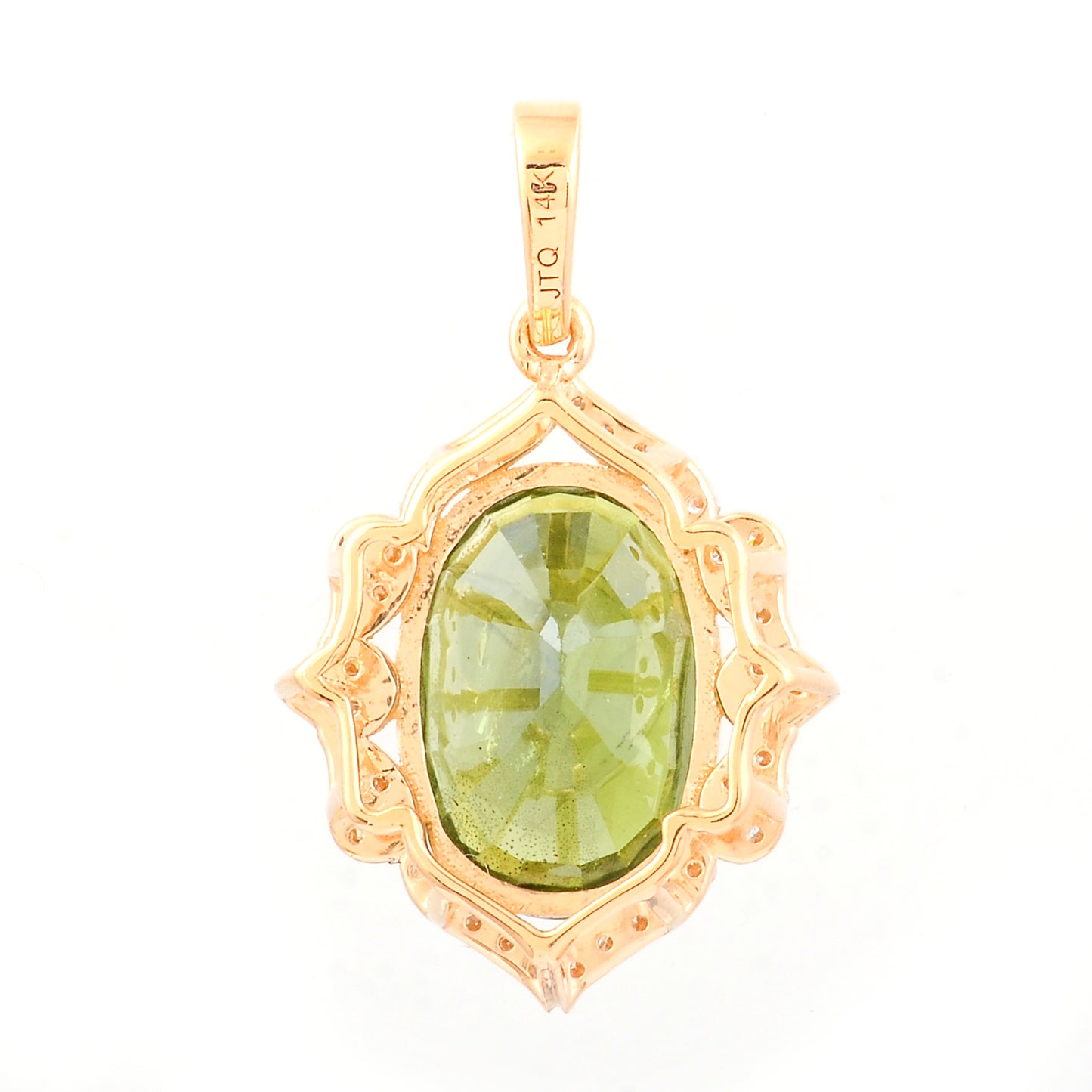 5.92 Ct Oval Mixed Cut Natural Green Sapphire 14K Gold Pendant