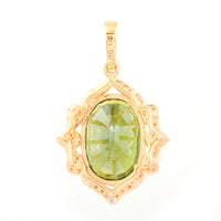 5.92 Ct Oval Mixed Cut Natural Green Sapphire 14K Gold Pendant