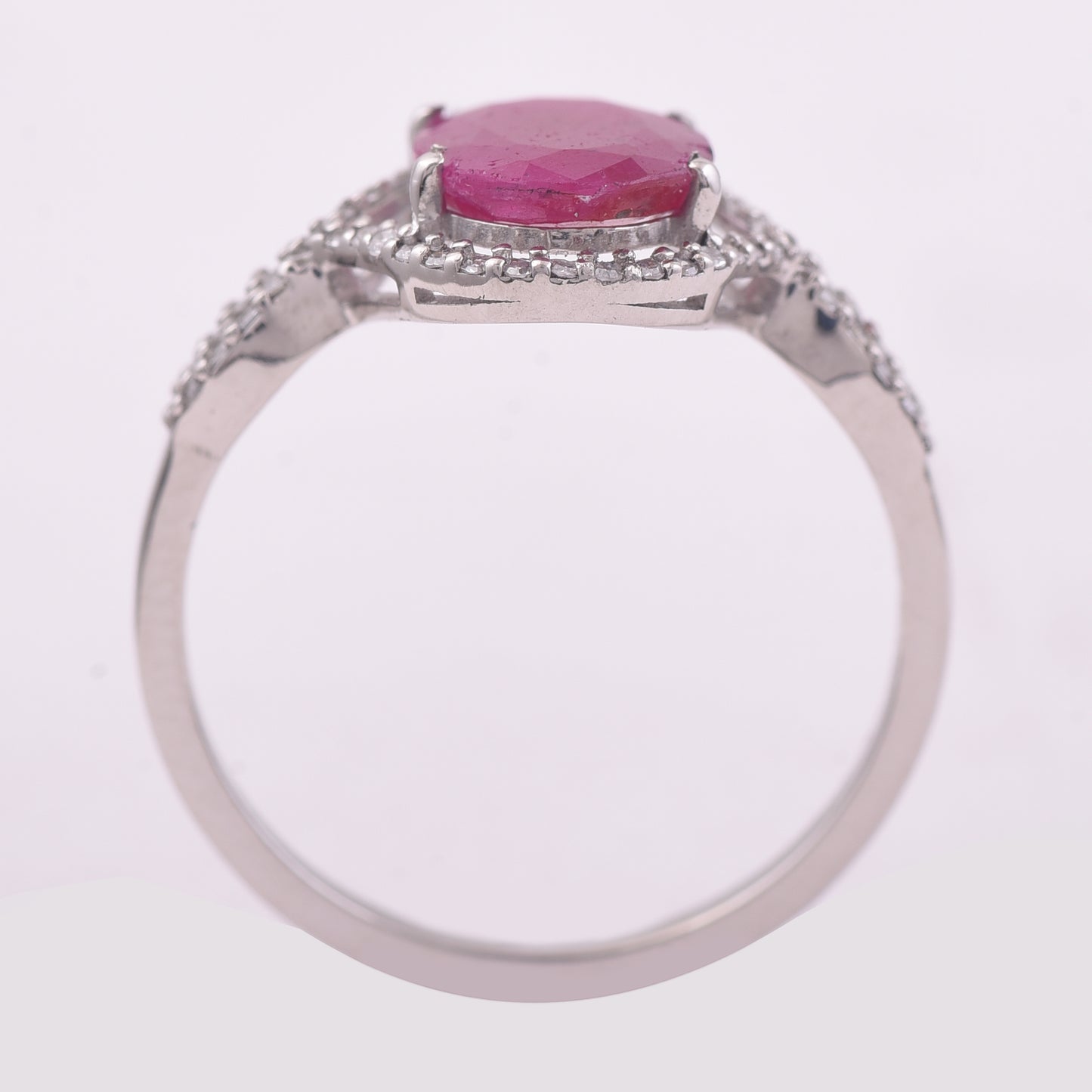 2.05 Ct Oval Mixed Cut Natural Ruby 950 Platinum Ring