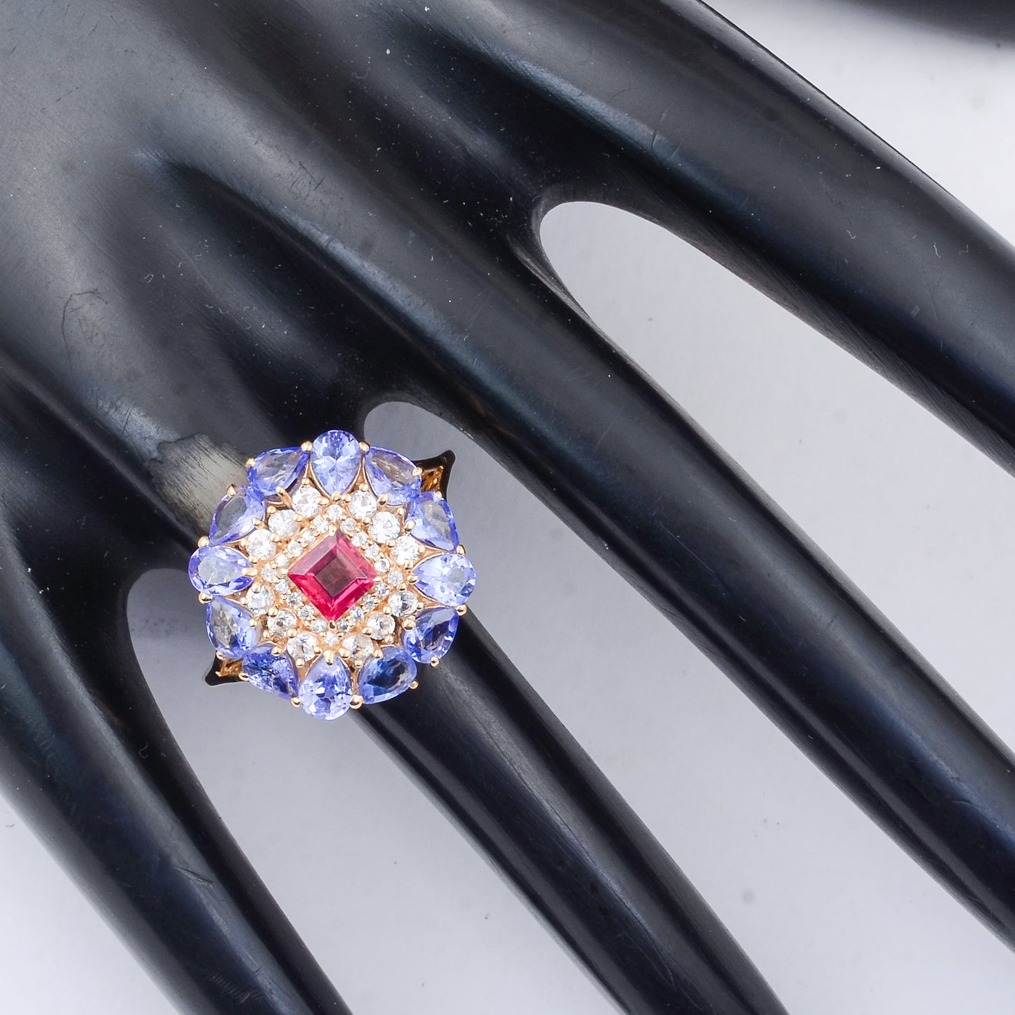 2.60 Ct Square Rubellite 14K Gold Ring