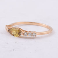 0.56 Ct Marquise Natural Yellow Tourmaline 14K Gold Ring