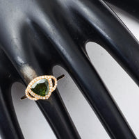 1.37 Ct Triangle Mixed Cut Natural Green Sapphire 14K Gold Ring