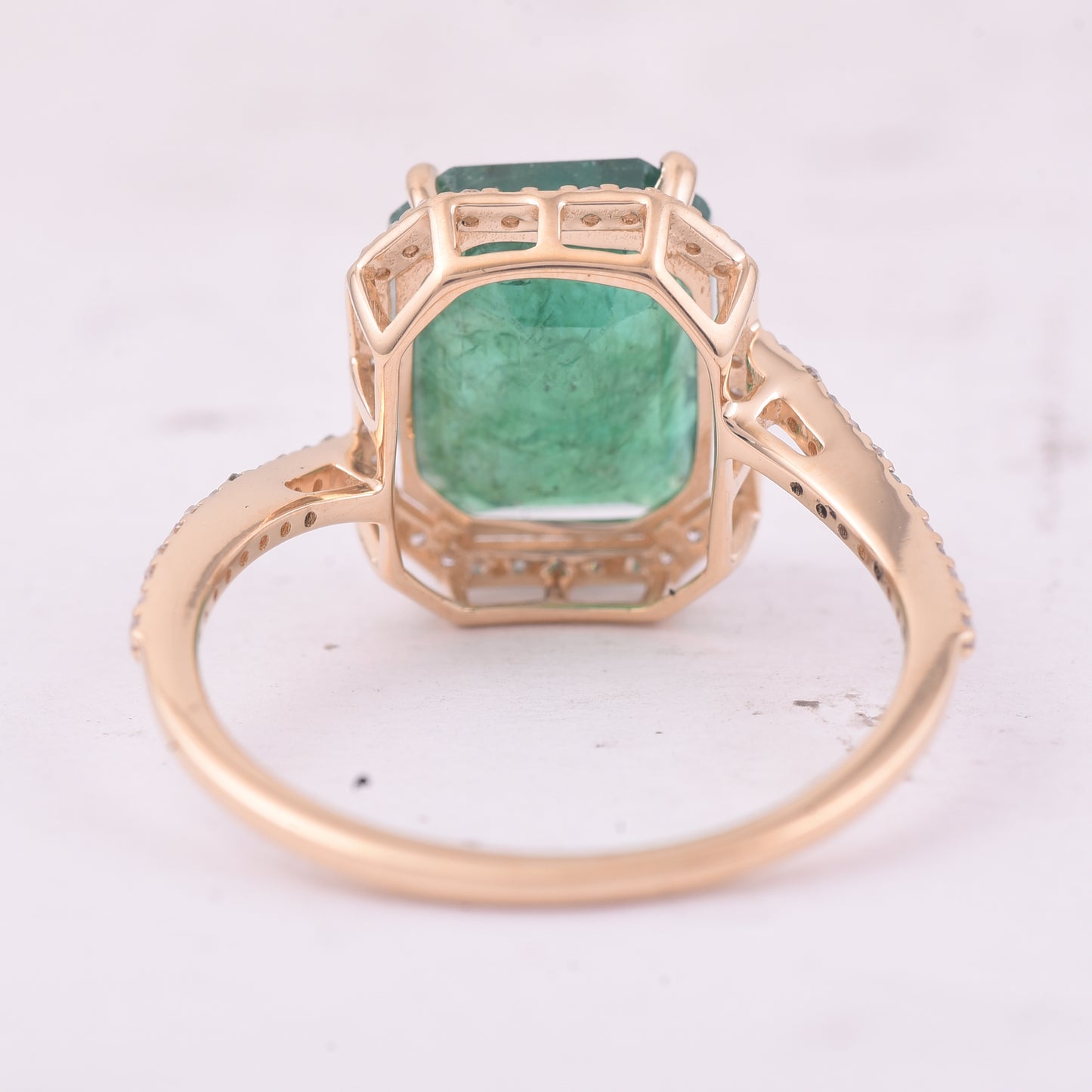 4.08 Ct Octagon Step Cut Natural Emerald 14K Gold Ring