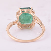 4.08 Ct Octagon Step Cut Natural Emerald 14K Gold Ring