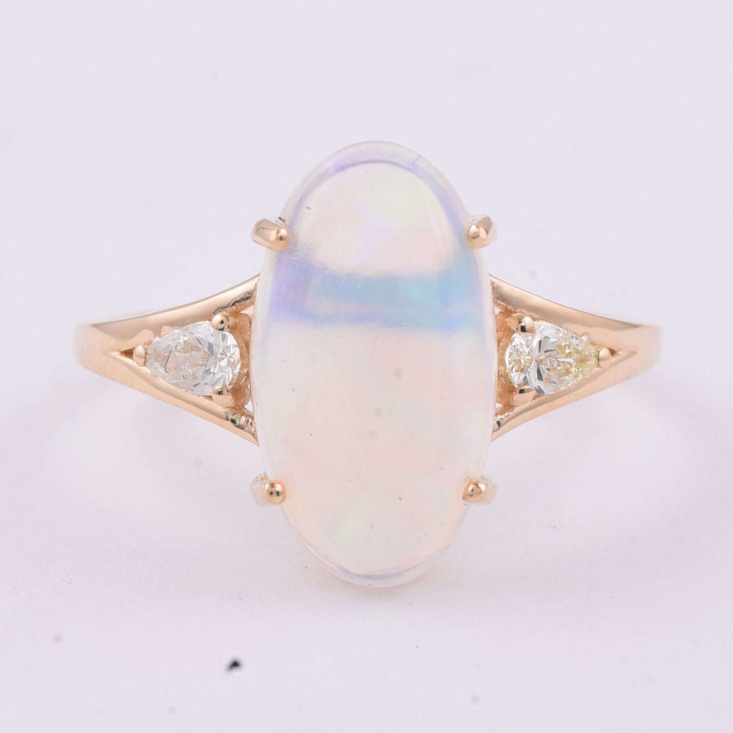 2.19 Ct Oval Cabochon Cut Natural Opal 14K Gold Ring