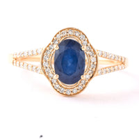 1.66 Ct Oval Mixed Cut Natural Sapphire 14K Gold Ring