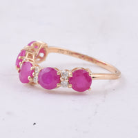 2.45 Ct Round Natural Ruby 14K Gold Ring