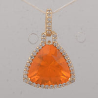 2.31 Ct Trillion Fire Opal 9K Gold Pendant