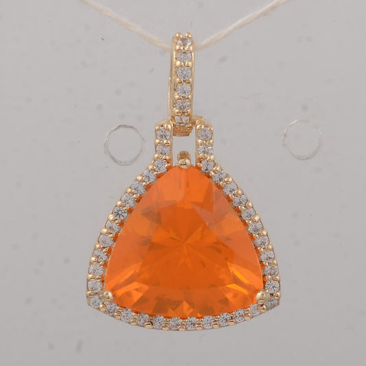 2.31 Ct Trillion Fire Opal 9K Gold Pendant