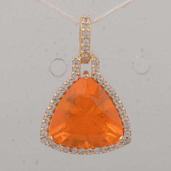 2.31 Ct Trillion Fire Opal 9K Gold Pendant