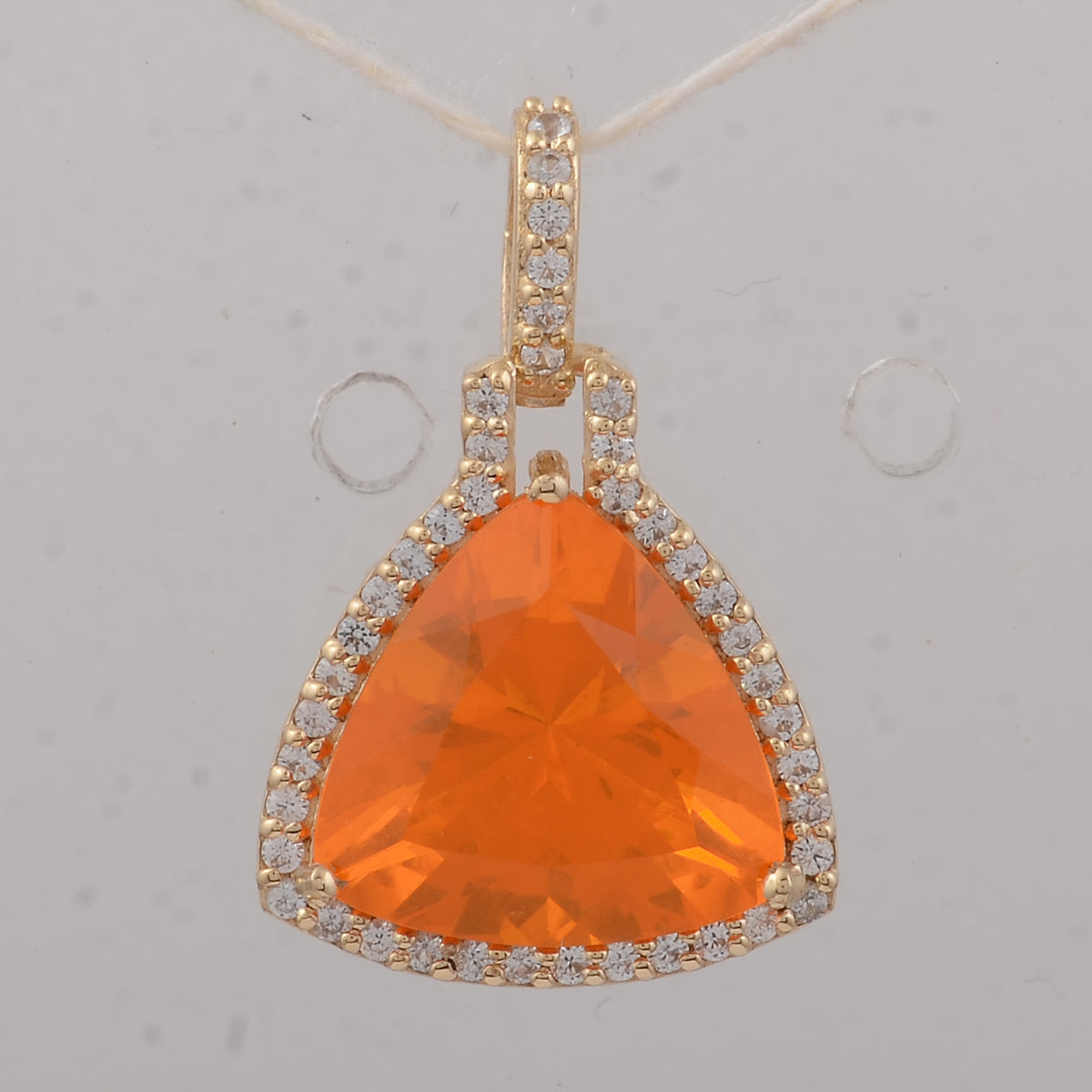 2.31 Ct Trillion Fire Opal 9K Gold Pendant