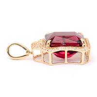 6.29 Ct Octagon Mixed Cut Natural Rhodolite 14K Gold Pendant