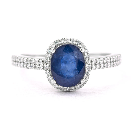 1.93 Ct Oval Mixed Cut Natural Sapphire 950 Platinum Ring