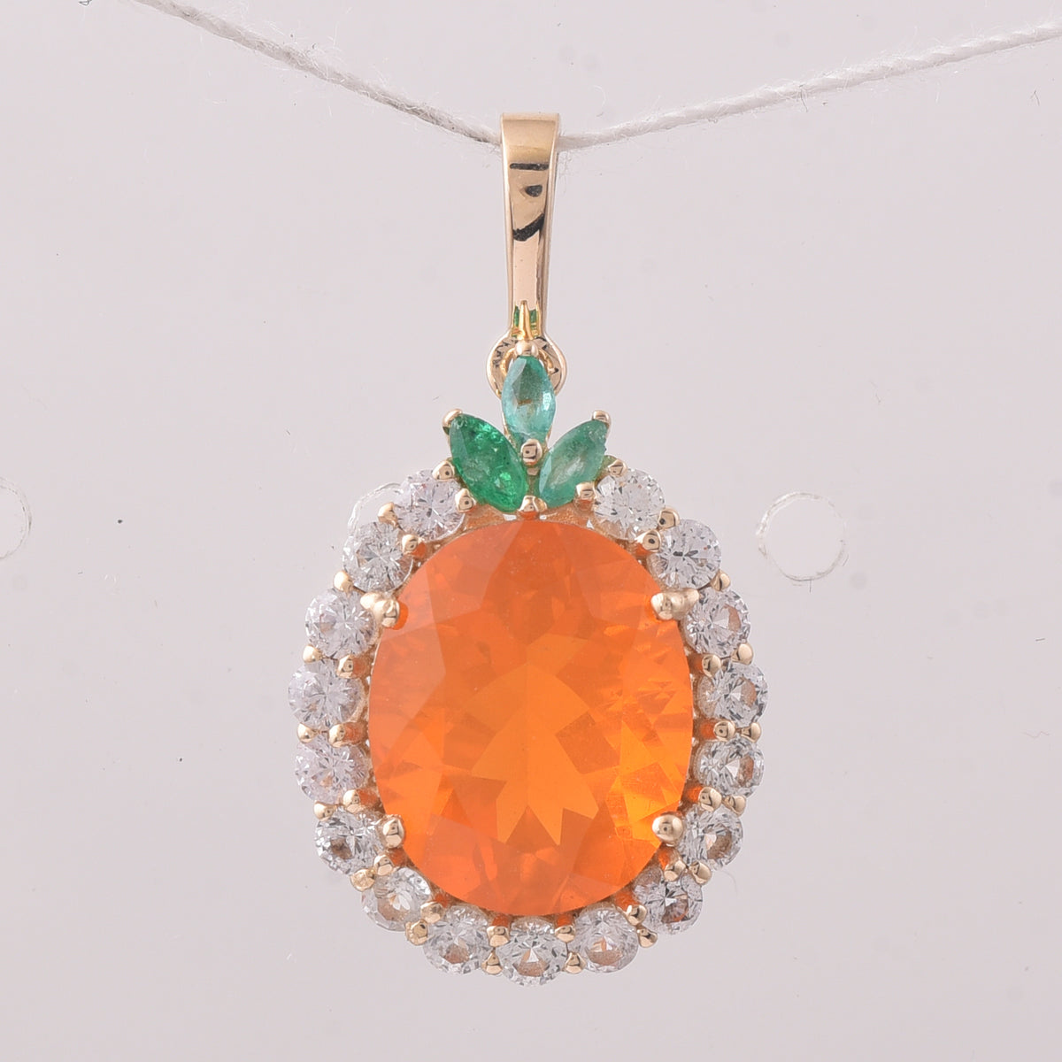 3.46 Ct Oval Fire Opal 9K Gold Pendant