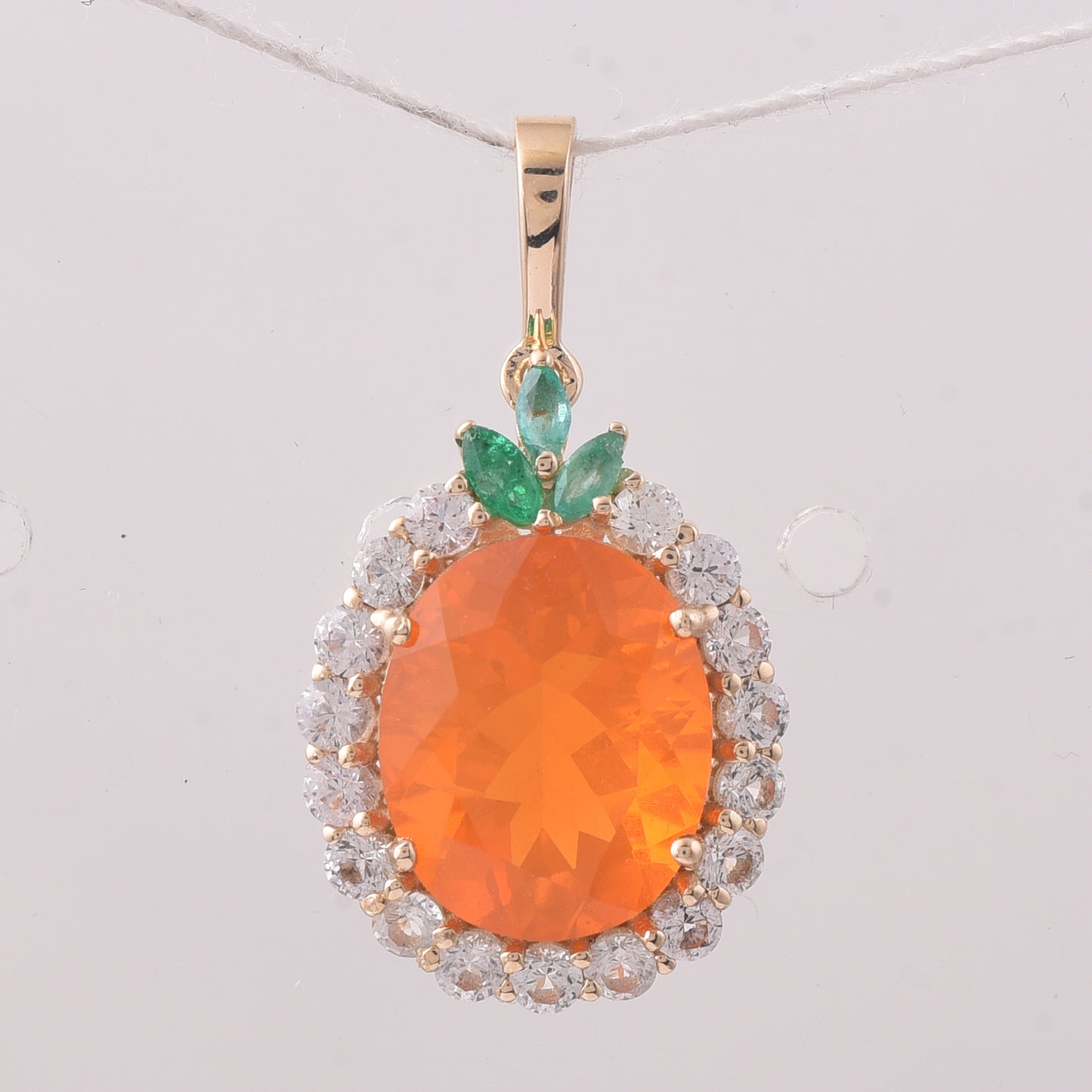 3.46 Ct Oval Fire Opal 9K Gold Pendant