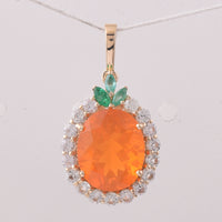 3.46 Ct Oval Fire Opal 9K Gold Pendant