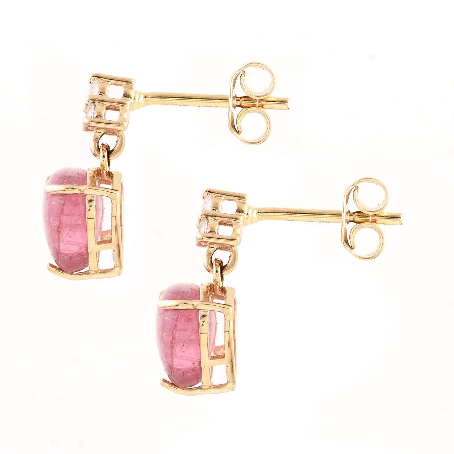 3.66 Ct Trillion Tourmaline 14K Gold Earrings