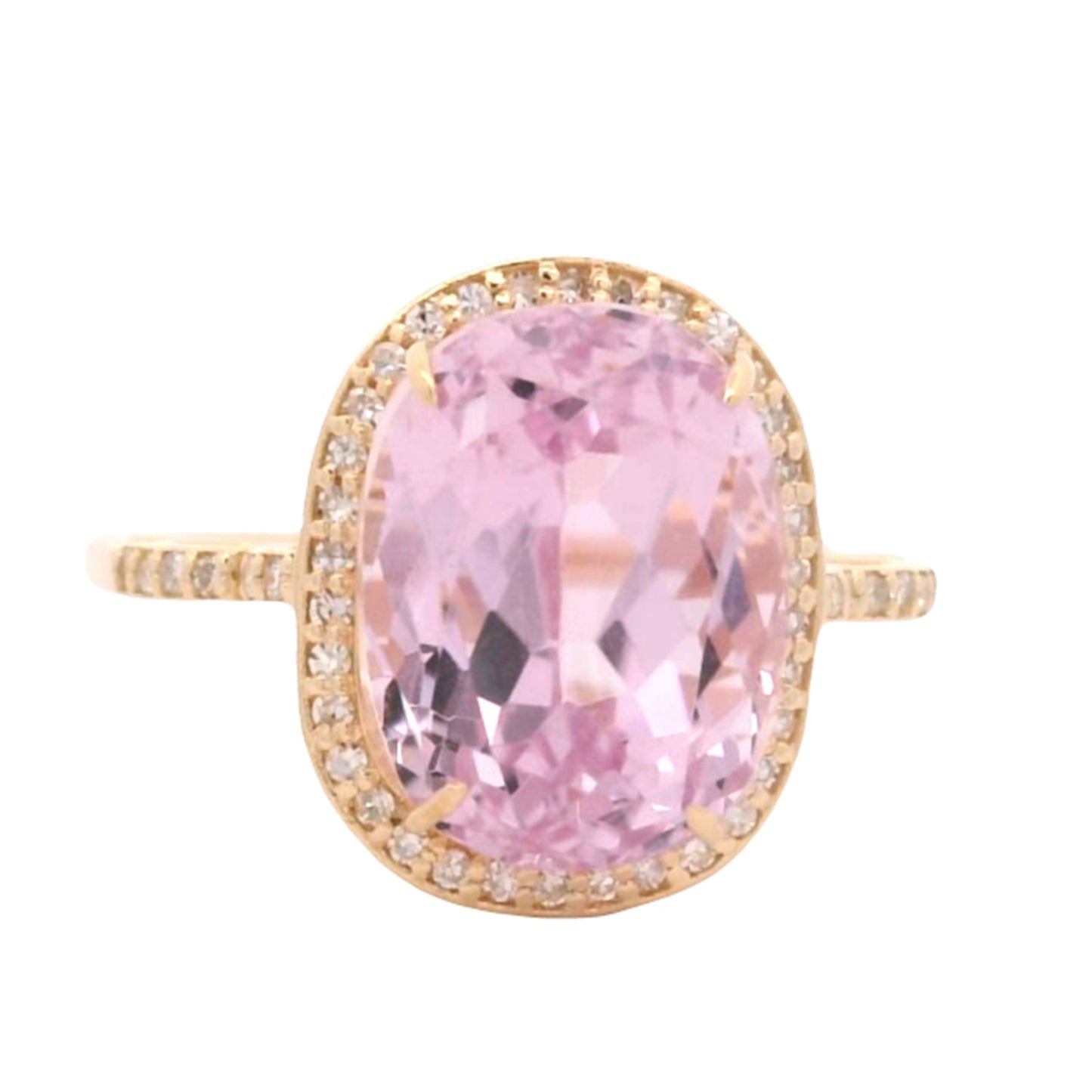 7.01 Ct Cushion Kunzite 14K Gold Ring