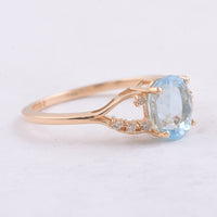 1.57 Ct Oval Natural Aquamarine 14K Gold Ring