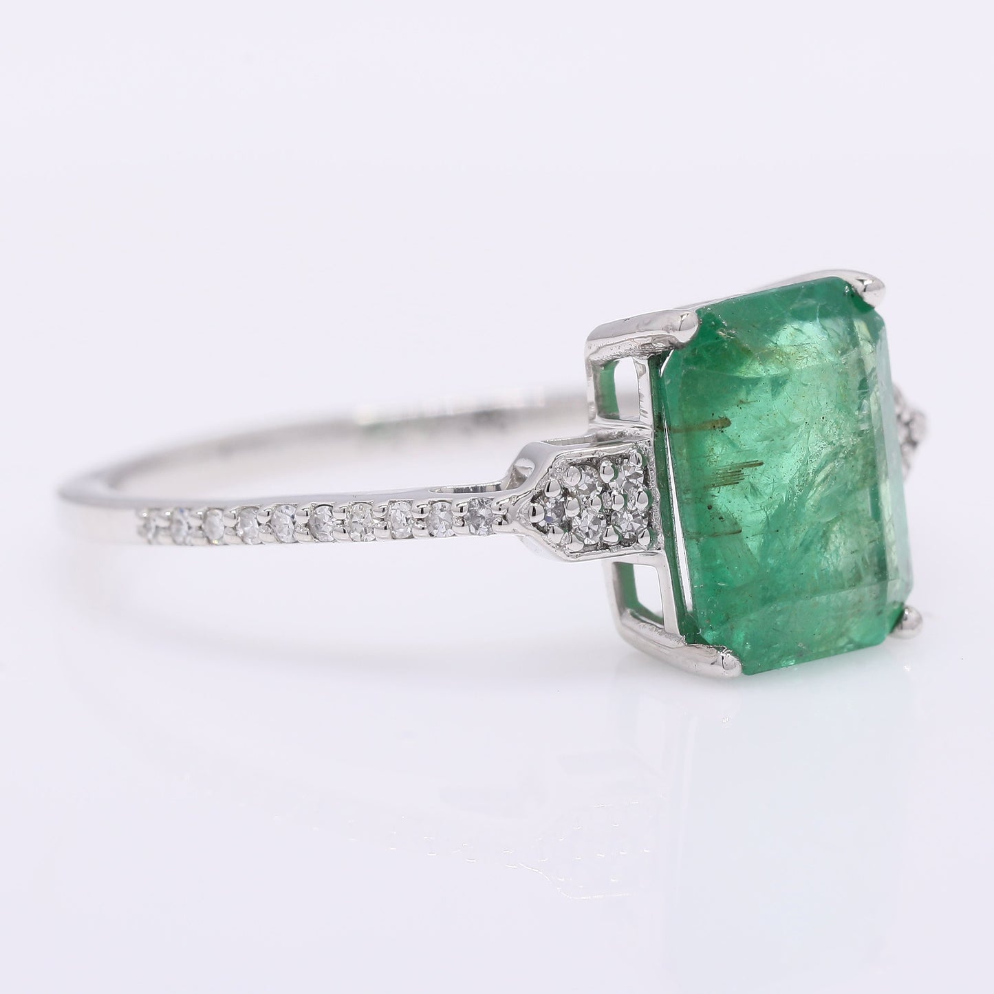 2.03 Ct Octagon Step Cut Natural Emerald 950 Platinum Ring