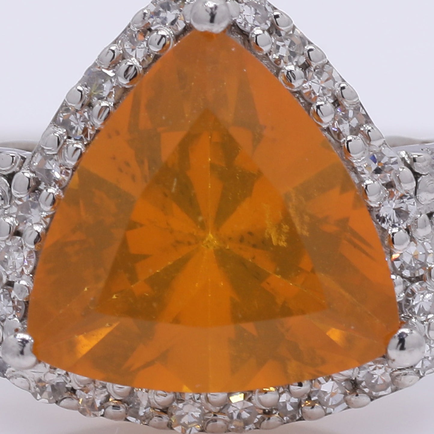 1.20 Ct Triangle Mixed Cut Natural Fire Opal 950 Platinum Ring