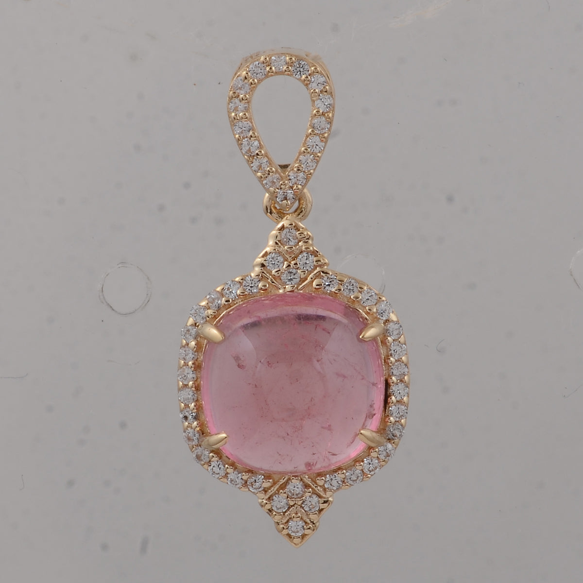 3.57 Ct Cushion Tourmaline 9K Gold Pendant