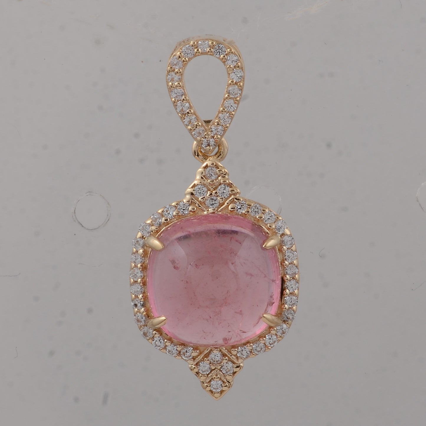 3.57 Ct Cushion Tourmaline 9K Gold Pendant
