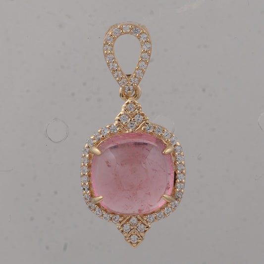 3.57 Ct Cushion Tourmaline 9K Gold Pendant