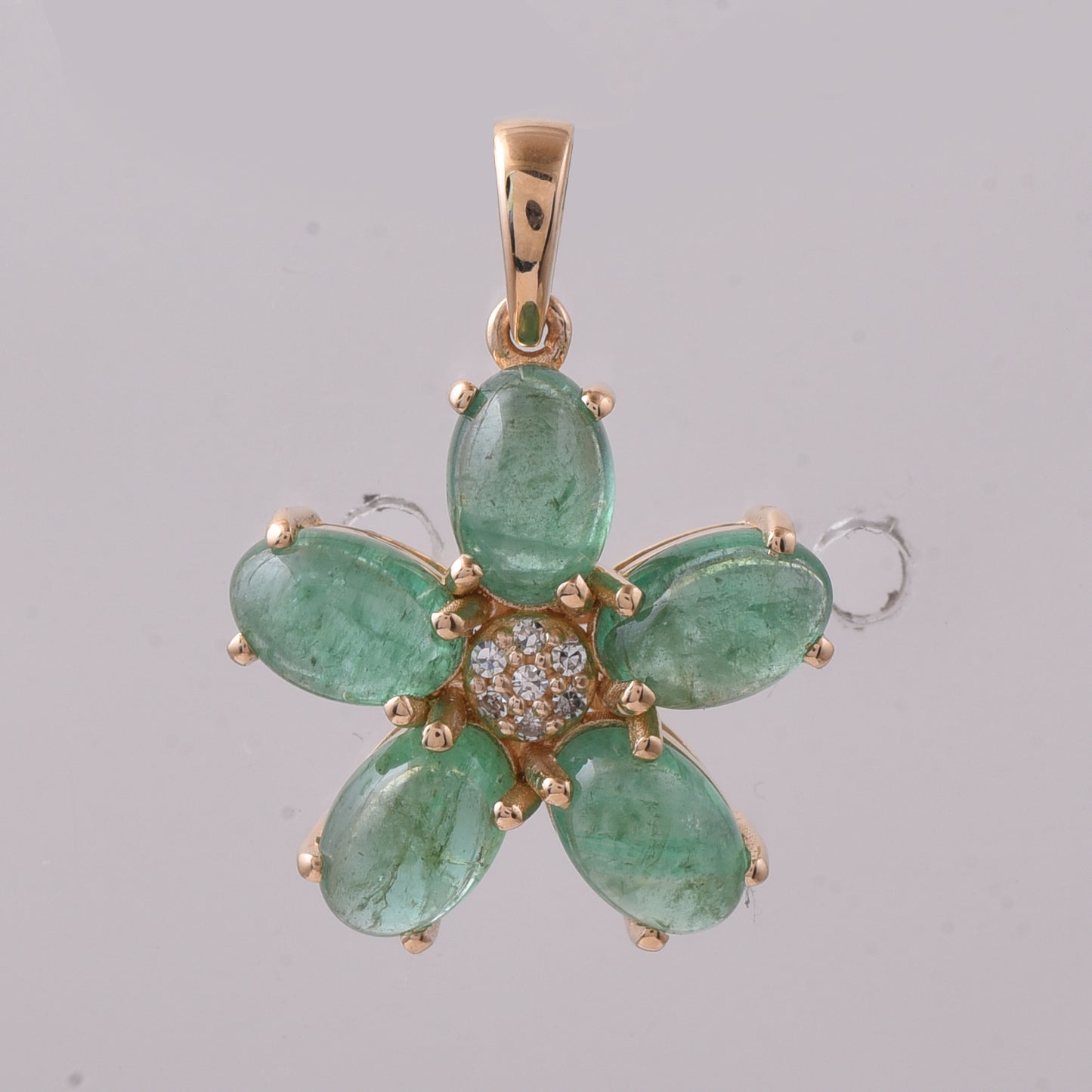 2.47 Ct Oval Cabochon Cut Natural Emerald 14K Gold Pendant