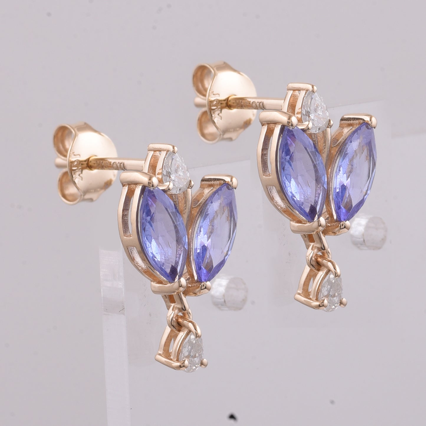 1.59 Ct Marquise Natural Tanzanite 14K Gold Earrings
