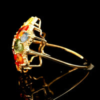 4.15 Ct Pear Multi Sapphire 14K Gold Ring