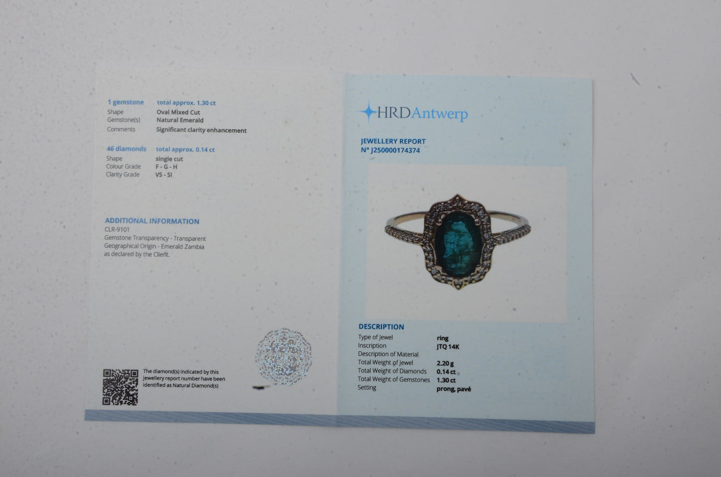 1.44 Ct Oval Mixed Cut Natural Emerald 14K Gold Ring