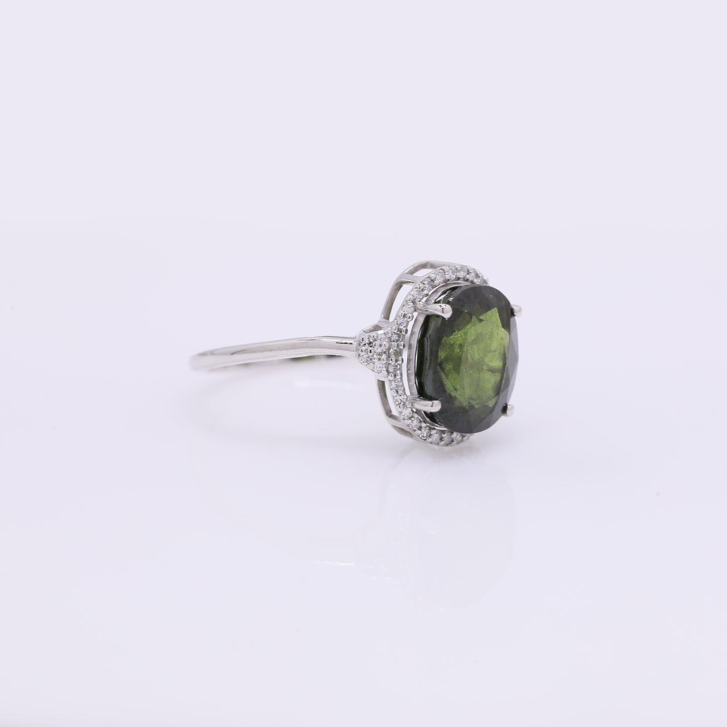 4.76 Ct Cushion Mixed Cut Natural Green Sapphire 950 Platinum Ring