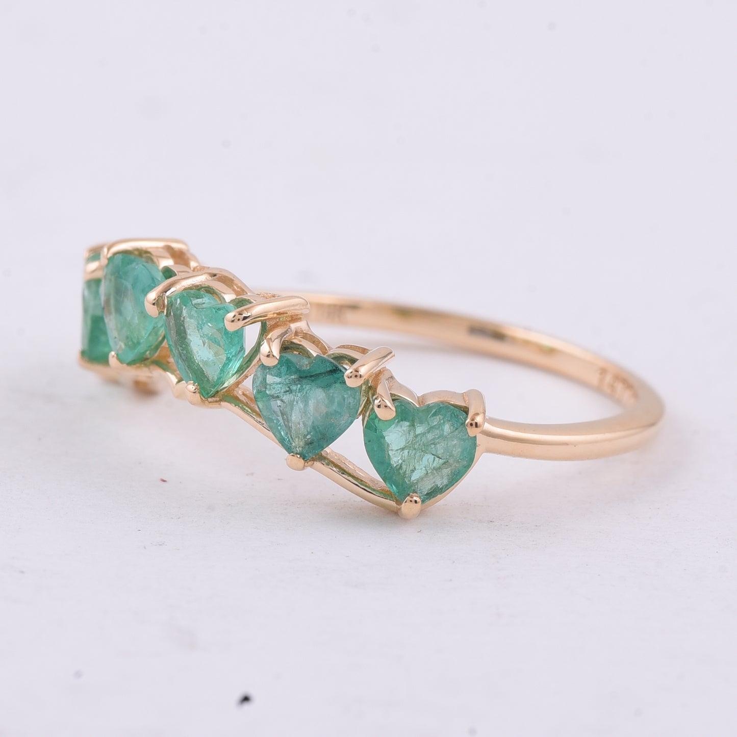1.23 Ct Heart Natural Emerald 14K Gold Ring