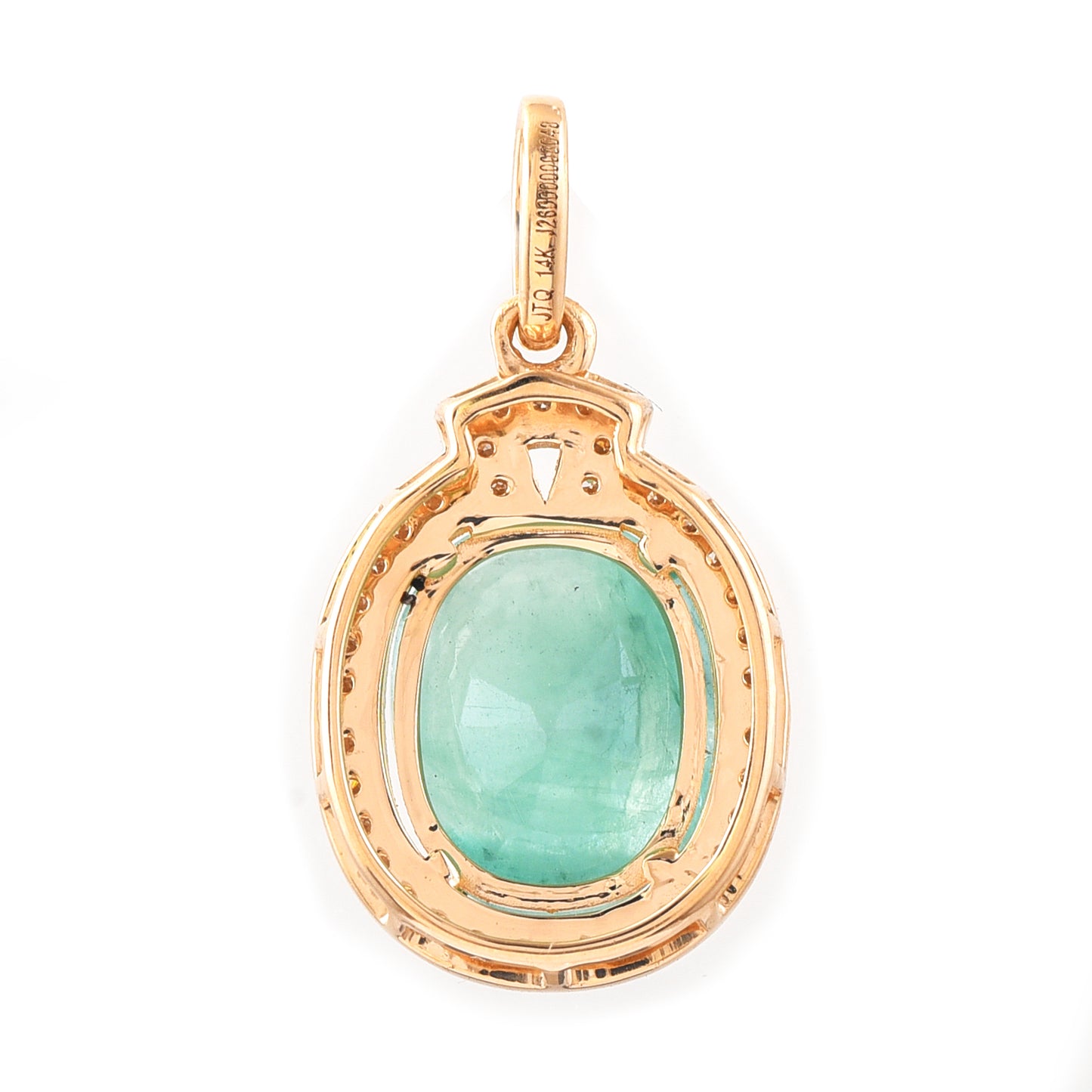1.97 Ct Oval Mixed Cut Natural Emerald 14K Gold Pendant