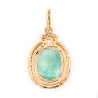 1.97 Ct Oval Mixed Cut Natural Emerald 14K Gold Pendant